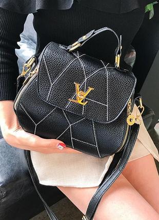 Черная женская сумка стиль louis vuitton женская городская сумочка на плечо 3372 фото