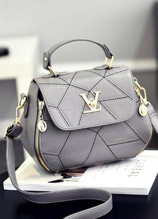 Черная женская сумка стиль louis vuitton темно-серый женлчая городская сумочка 337