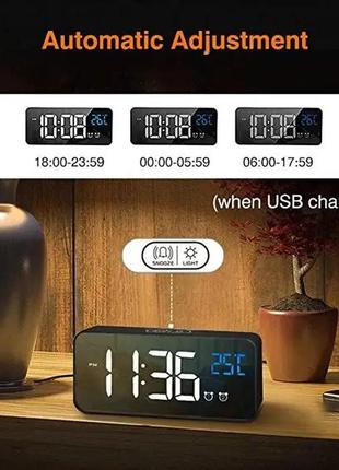 Світлодіодний настільний годинник, будильник з термометром latec5 фото