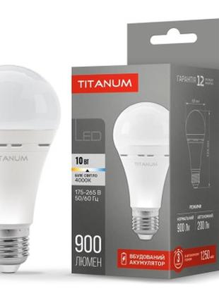 Лампочка titanum led акумуляторна a68 10w e27 4000k 220v (tl-ema68-10274)