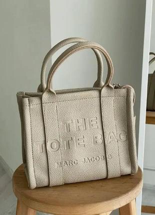 Женская сумка шоппер марк джейкобс бежевая мини4 фото