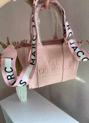 Женская сумка шоппер марк джейкобс розовая мини6 фото