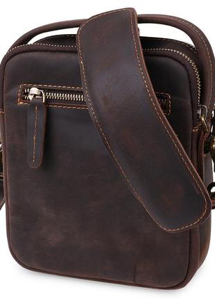 Шкіряна чоловіча вінтажна сумка vintage 20372 коричневий2 фото