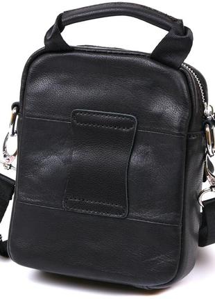 Компактна чоловіча сумка з натуральної шкіри vintage 20477 чорний2 фото