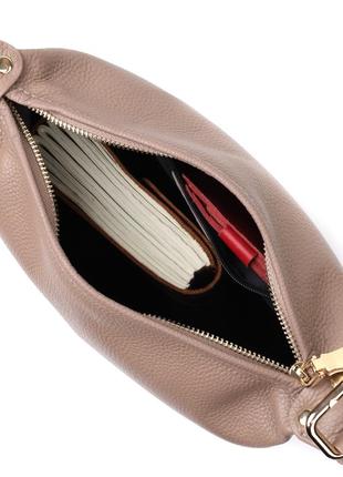 Практична жіноча сумка з однією довгою ручкою з натуральної шкіри vintage 22306 бежева5 фото