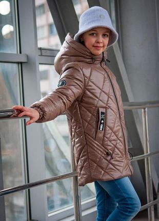 Демисезонная удлиненная курточка на девочку подростка -весна осень модная подростковая деми куртка для девушек3 фото