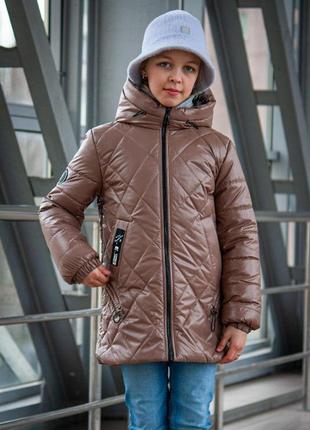 Демисезонная удлиненная курточка на девочку подростка -весна осень модная подростковая деми куртка для девушек5 фото