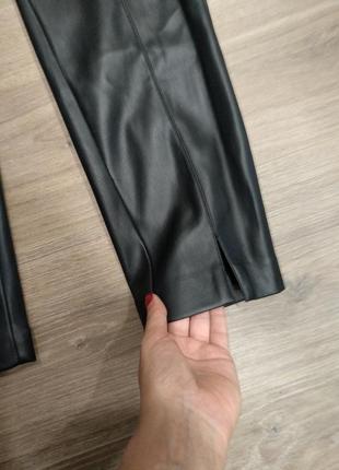 Чорние кожание брюки штани з єко кожа женские чорние штани9 фото