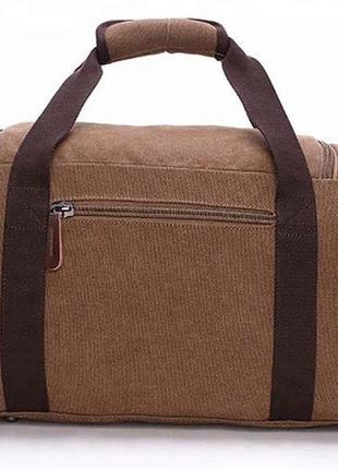 Дорожная сумка текстильная с карманом vintage 20193 коричневая3 фото