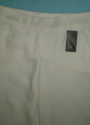 Білі літні штани marks&spencer uk12 р. m-l 46-48 льон, штани2 фото