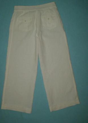 Білі літні штани marks&spencer uk12 р. m-l 46-48 льон, штани4 фото