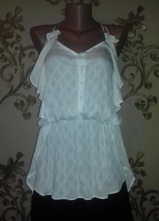 Шовкова майка блуза з воланами в білизняному стилі з перфорацією 52 р