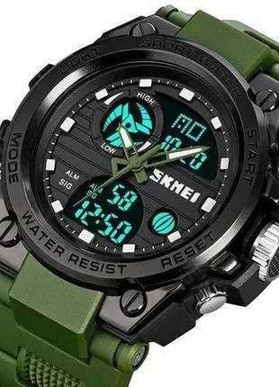 Часы наручные мужские skmei 2031ag army green, часы тактический противоударный. цвет: зеленый