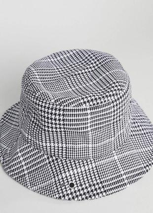 Шляпа asos в гусиную лапку размер 55-58,5 см черно белая в клеточку1 фото