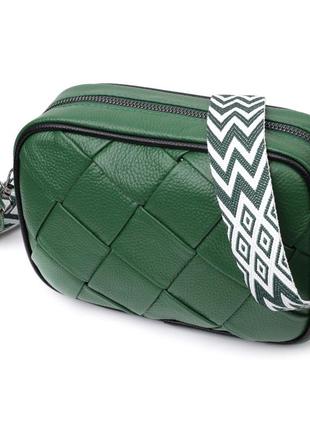 Цікава шкіряна сумка з палітурками для стильних жінок vintage 22410 зелена