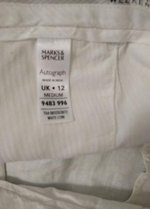 Білі літні штани marks&spencer uk12 р. m-l 46-48 льон, штани6 фото