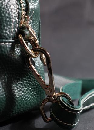 Универсальная сумка для женщин с двумя ремнями из натуральной кожи vintage 22277 зеленый8 фото