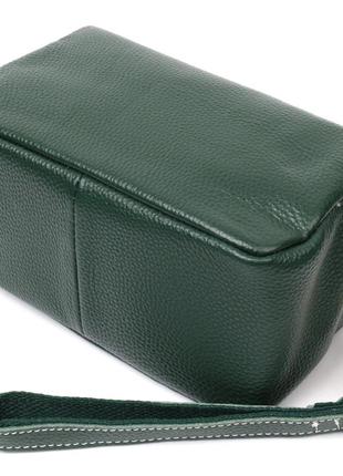 Универсальная сумка для женщин с двумя ремнями из натуральной кожи vintage 22277 зеленый3 фото