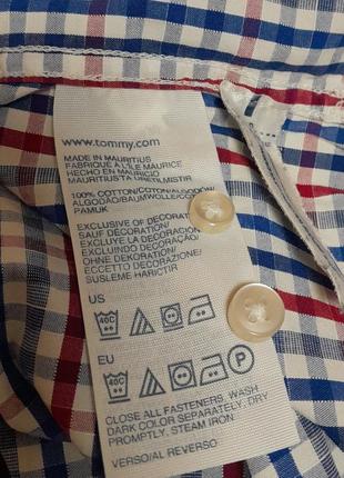 Хлопковая рубашка в разноцветную клетку tommy hilfiger 80's 2 ply made in mauritius6 фото