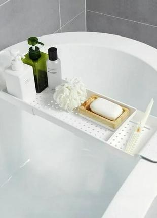 Піднос, поличка для ванної кімнати, пластиковий столик у ванну кімнату.2 фото