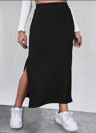 Жіноча спідниця міді з розрізом 48-52,54-58