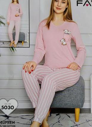 Піжама жіноча бавовна 100%, штани + кофта, туреччина, є різні