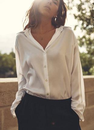Сатиновая атласная рубашка блуза блузка zara свободного кроя оверсайз1 фото