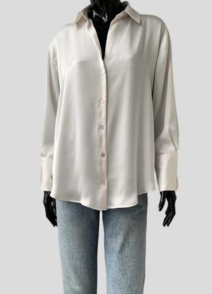 Сатиновая атласная рубашка блуза блузка zara свободного кроя оверсайз3 фото