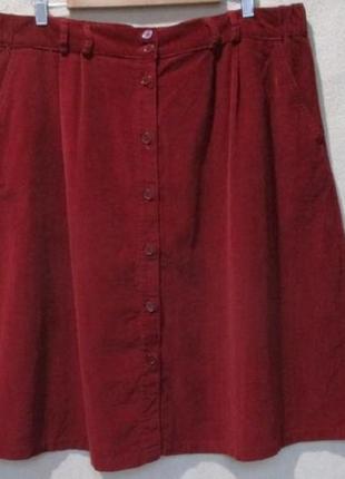 Вельветовая юбка трапеция с карманами1 фото