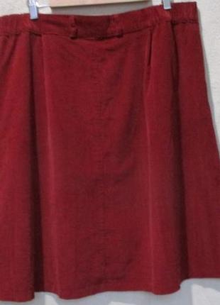 Вельветовая юбка трапеция с карманами4 фото