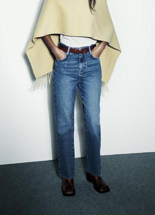 Фирменные трендовые джинсы страйт прямые синие straight zara бренд зара размер 32