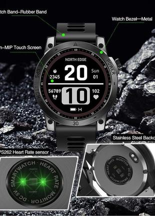 North edge crossfit gps black з компасом, тактичні чоловічі годинники, армійський годинник, годинник4 фото