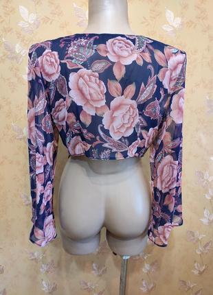 Кроп-топ, блузка, топ с цветочным принтом4 фото