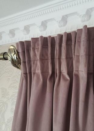 Готовые шторы из велюра пыльно-розового оттенка