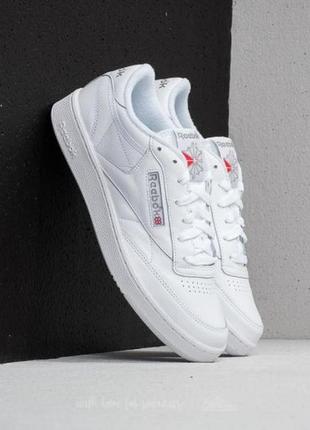 Белые кожаные мужские кроссовки reebok clasdic club c 85 42 45 46 размер