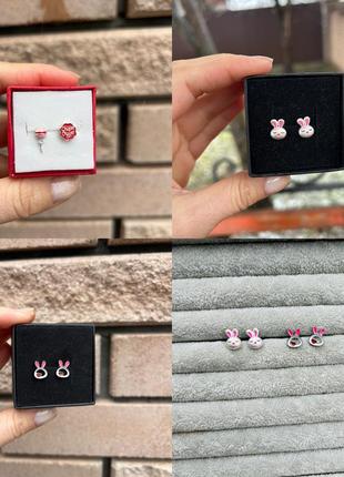 Детские серебряные серьги 925, различные модели