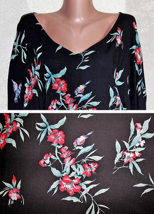 Красива блузка zara з квітами і райськими птахами розмір м-l8 фото