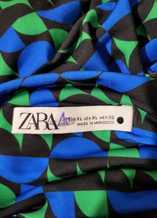 Платье ассиметричного кроя, с драпировкой, сине-зеленое zara10 фото