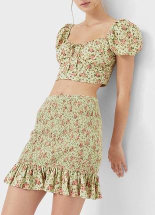 Льняна спідниця stradivarius, розміри l,xl