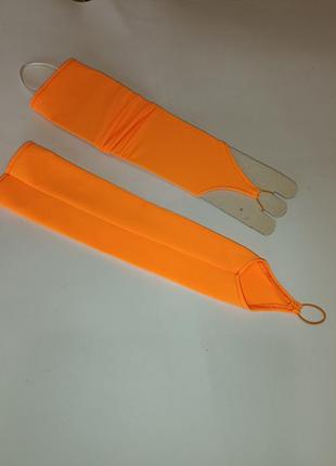 Рукавички мітенки довгі за ліготь помаранчеві до карнавального костюма лисичка білочка 4-7р2 фото