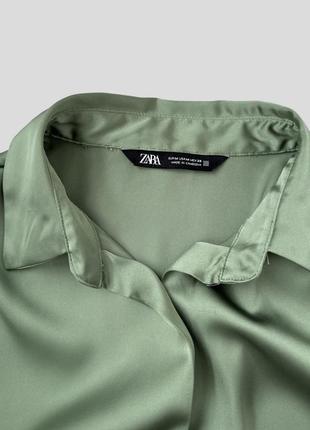 Сатиновая атласная рубашка блуза блузка zara свободного кроя оверсайз9 фото