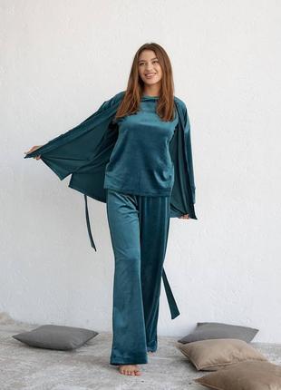 Велюровый костюмчик-тройка😍 пижама женская, одежда домашняя