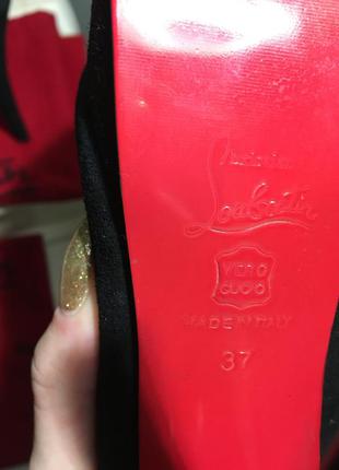 Туфли christian louboutin оригинал из чёрной замши на платформе(3 см)5 фото