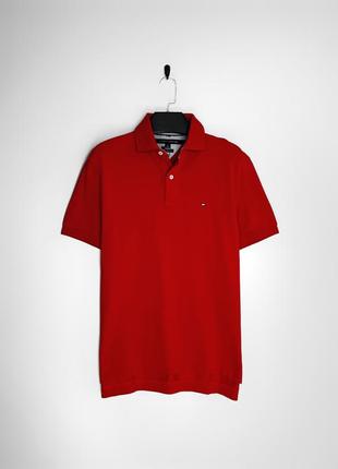 Tommy hilfiger футболка поло, насеченного красного цвета.1 фото