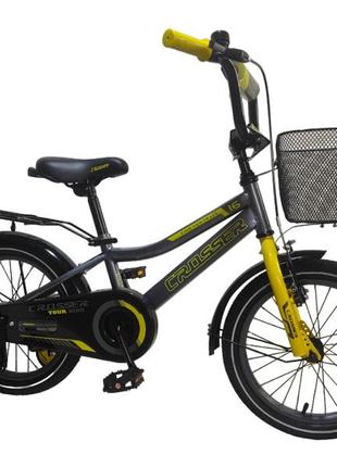 Детский велосипед crosser rocky 16" (разные цвета) черно-желтый