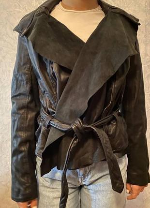 Новая женская кожаная куртка на запах от allsaints spitalffields!1 фото