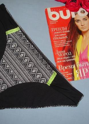 Низ от купальника раздельного женские плавки размер 50 / 16 черные этно бикини узор