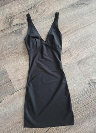 Бесшовное черное утягивающее платье, ночнушка, белье утяжека8 фото