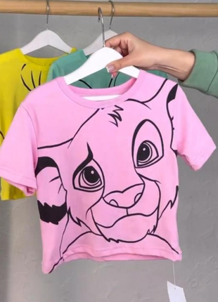 Стильная футболка для девочек десней, яркая сиреневая, ментоловая, желтая, розовая футболочка для девочки симба, единорожка3 фото