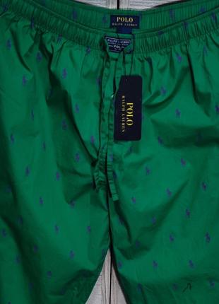 Чоловічі бавовняні брендові піжамні штани для сну та дому polo ralph lauren у зеленому кольорі розмір l2 фото